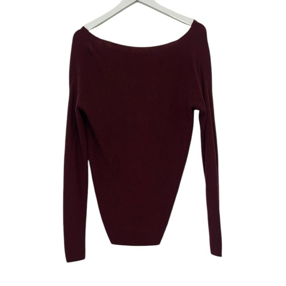 Halogen Burgundy Off-Shoulder Cashmere Blend Sweater, Small - Picture 1 of 10